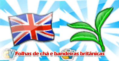 Materiais: Folhas de chá e bandeiras britânicas!